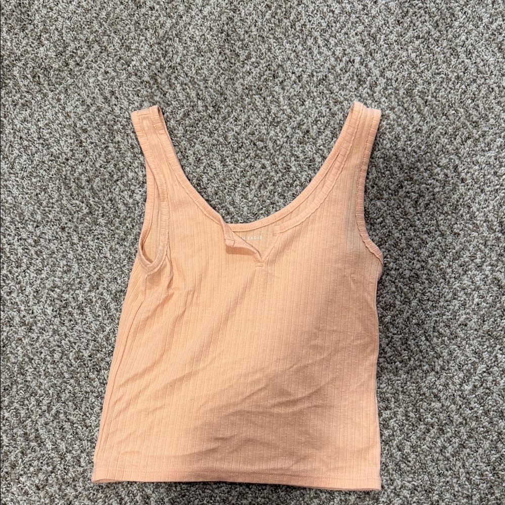 American Eagle Outfitters Light Coral Ribbed Tank Top